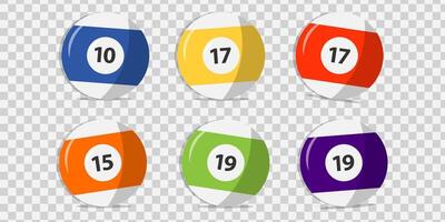 billiard balls set icon with numbers with various colors vector