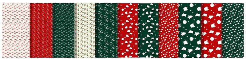 set of christmas patterns backgrond with with various colors and Christmas elements vector