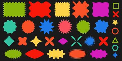 collection of colorful abstract geometric shapes on black background vector