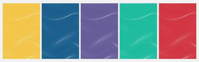 set colorful wavy lines background vector