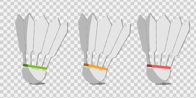 three shuttlecock icon in red green and orange line color vector