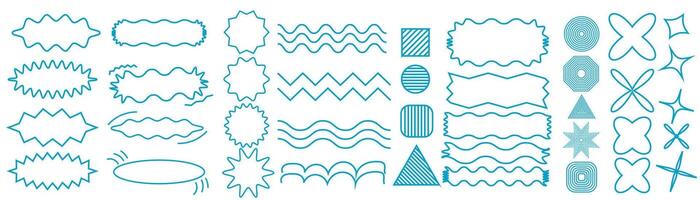 set of blue shapes and lines on a white background vector