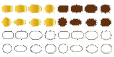 gold and brown labels border set on white background vector