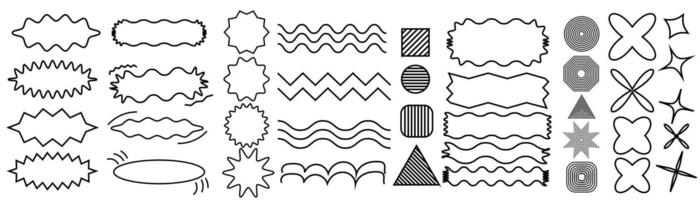 set of black shapes and lines on white background vector