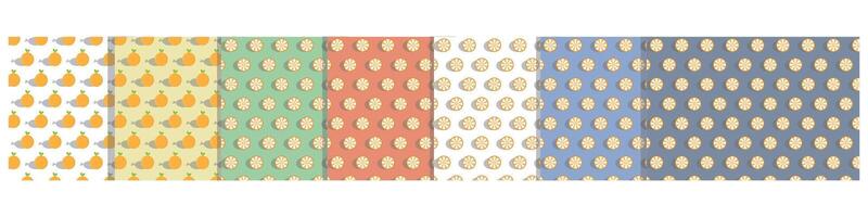set of colorful lemon fruit patterns with a variety of shapes on white background vector