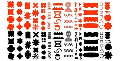set of different abstract shapes and patterns on white background vector