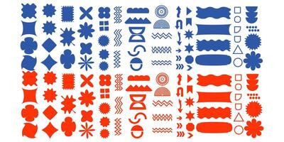 set of blue and red abstract shapes on a white background vector