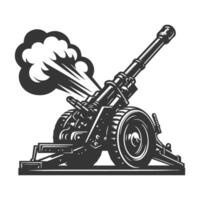 A black and white image of a cannon vector