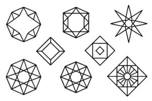 A set of geometric shapes in black and white vector