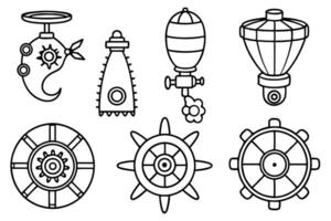 Steampunk Elements Line Art Illustration Innovative Concepts Trends vector
