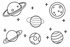 Solar system coloring pages for kids vector