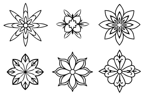 A set of four flower designs