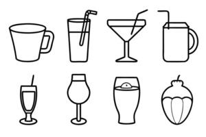 A set of different drinks and drinks icons vector