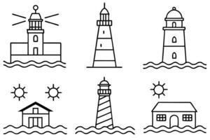 Lighthouse icons set vector