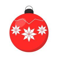 Red Christmas ball with winter pattern. Decorative element for Christmas and New Year design. Flat illustration isolated on white background. vector