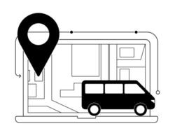 Location of the marker on map on laptop monitor. Geolocation concept. vector