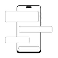 Messaging interface on a smartphone with blank chat bubbles indicating ongoing conversations. vector