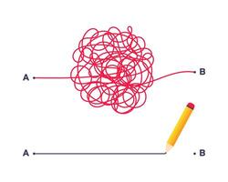 Complex and easy simple way from point A to B illustration. vector
