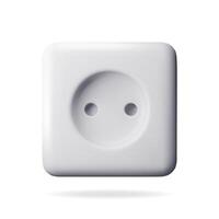 3d white socket for plug isolated. Render wall socket symbol. Electrical appliances and wire equipment. Electrical outlet device components vector