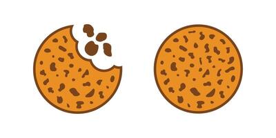 Cookies icons set in flat style. Tasty biscuits illustration on isolated background. Chocolate bakery sign business concept. vector