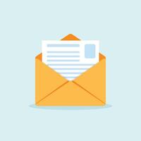 Envelope with letter icon in flat style. Email document illustration on isolated background. Postcard sign business concept. vector