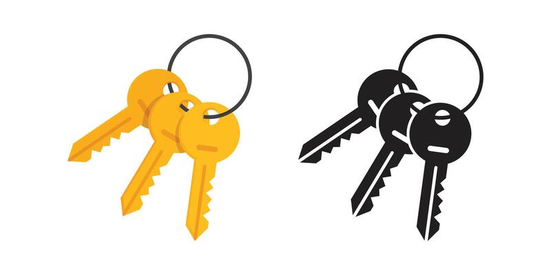 Key icon in flat style. Security illustration on isolated background. Door protection sign business concept.