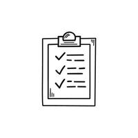 Hand drawn memo paper sheet icon in flat style. Checklist illustration on isolated background. To do list sign business concept. vector