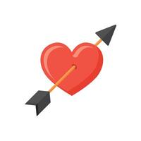 Heart with arrow icon in flat style. Valentines day illustration on isolated background. Amour sign business concept. vector