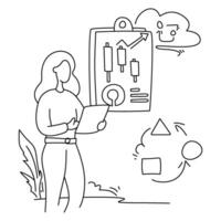 Minimalist flat of a group brainstorming ideas, perfect for collaboration, problem solving, and teamwork concepts vector