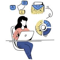 Dynamic flat illustration of a creative brainstorming process, ideal for blogs, infographics, and project management content vector