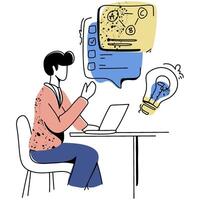 Modern flat illustration showcasing a brainstorming session in progress, great for collaborative vector