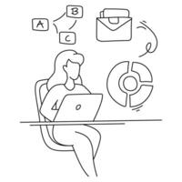 Modern flat design of professionals engaged in a brainstorming session, ideal for business, startup, and creative strategy visuals vector