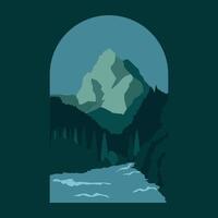 illustration of mountain forest and river scenery vector