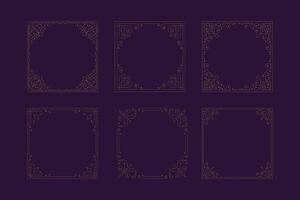 Vintage classical vignette luxury golden frame with corner set illustration vector