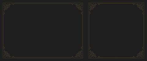 Flourishes vintage vignette golden swirl frame with corner set illustration vector