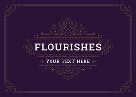 Classical flourishes elegant fancy swirl ornament vintage greeting card design template vector