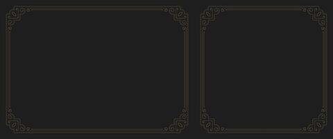 Luxury antique golden swirl filigree ornate frame with corner set design template vector