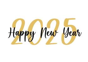 Happy New Year 2025 simple design with handwritten vector
