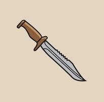 Hunting knife dagger simple flat illustration vector