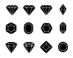 Set of diamonds line in a black flat icons style in a linear minimal style. vector