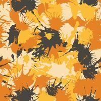 Hand drawn camouflage texture. Blots yellow camo seamless pattern of paint splashes spots. Creative design. Urban color ink grunge background. Template for printing on fabric, wallpaper vector