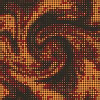 The flame funnel is a digital pattern of red and orange dots. Fiery vortex halftone gradient background. Spark particles swirling. Dotted twisted wavy pattern. Wavy wallpaper vector