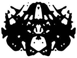 Rorschach inkblot test. Symmetrical abstract ink stains. Psycho diagnostic for silhouette spot. Isolated on white background vector