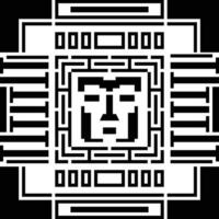 Digital pixel cyber avatar icon. Computer technology, security, hacking. Black and white face person. 8-bit abstract symbol design illustration vector