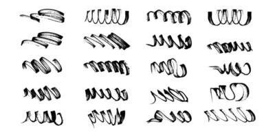 Hand Drawn Grunge Pencil and Ink Brush Strokes, Lines and Curls. Creative marker lines with rough, chalk edges. vector