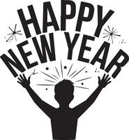 Happy new year icon silhouette vector