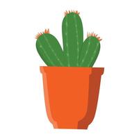 A minimalist illustration of a cactus with three vertical ridges topped with small orange spines, set in an orange pot. Perfect for themes of desert plants, decor, and botanical aesthetics vector