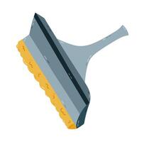 Cute cartoon squeegee mop to wash window, mirror, ceiling, walls. Hand drawn squeegee scraper for cleansing glass material. Funny clipart of device to tidy up apartment isolated on white background. vector