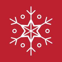Abstract geometric winter snowflake icon on a bold red background vector