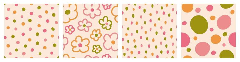 Seamless pattern set of colorful hand drawn lines, strip, confetti. Trendy design with abstract shapes, simple and playful doodle wallpaper print vector